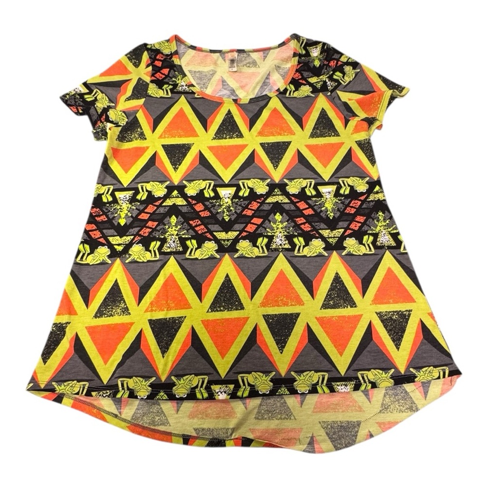 LuLaRoe Disney Kermit The Frog Muppets Classic Tee Orange Green Black Size Small